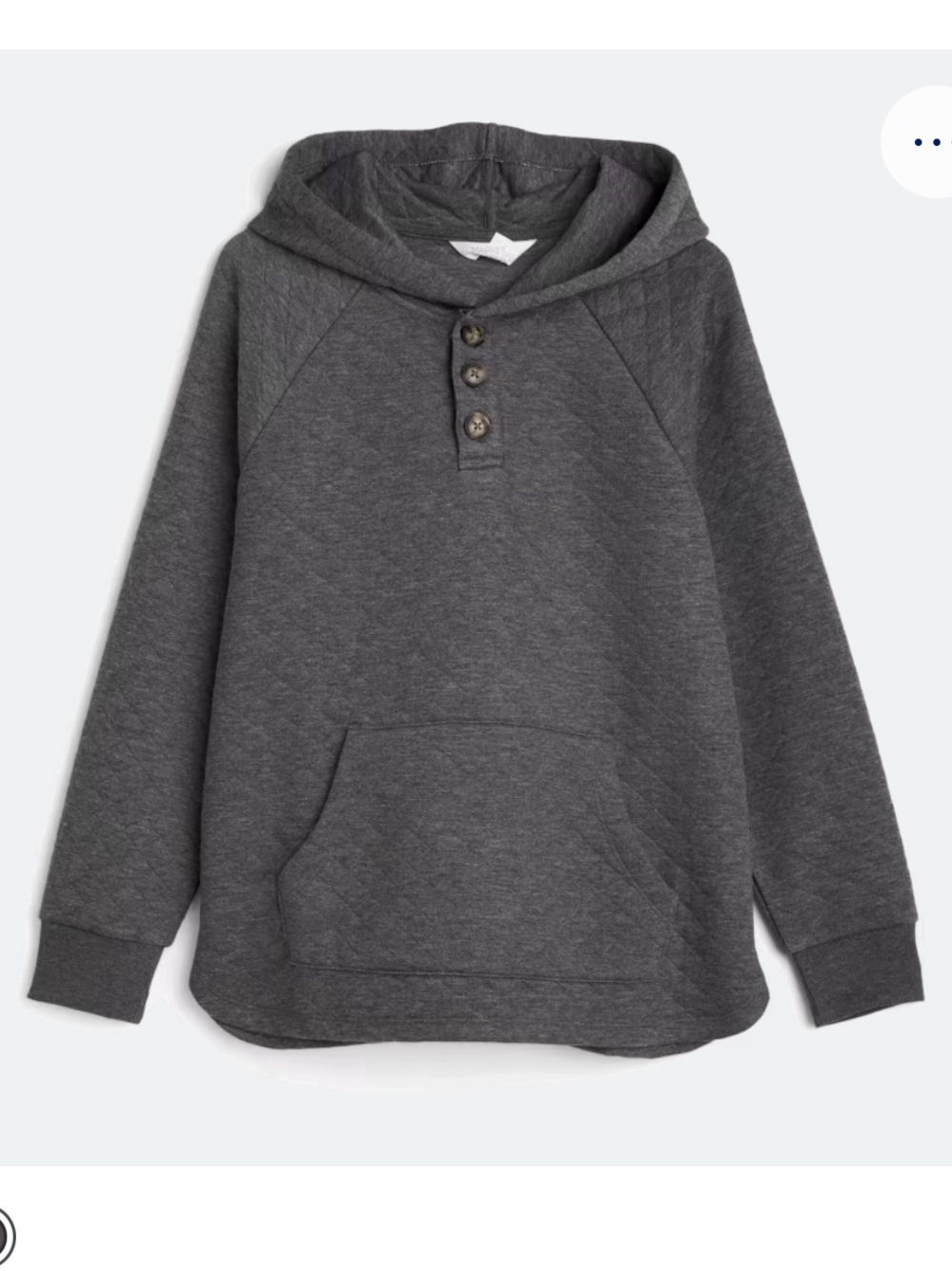 Market and Spruce Quilted Hooded Pullover with Button Placket - Charcoal